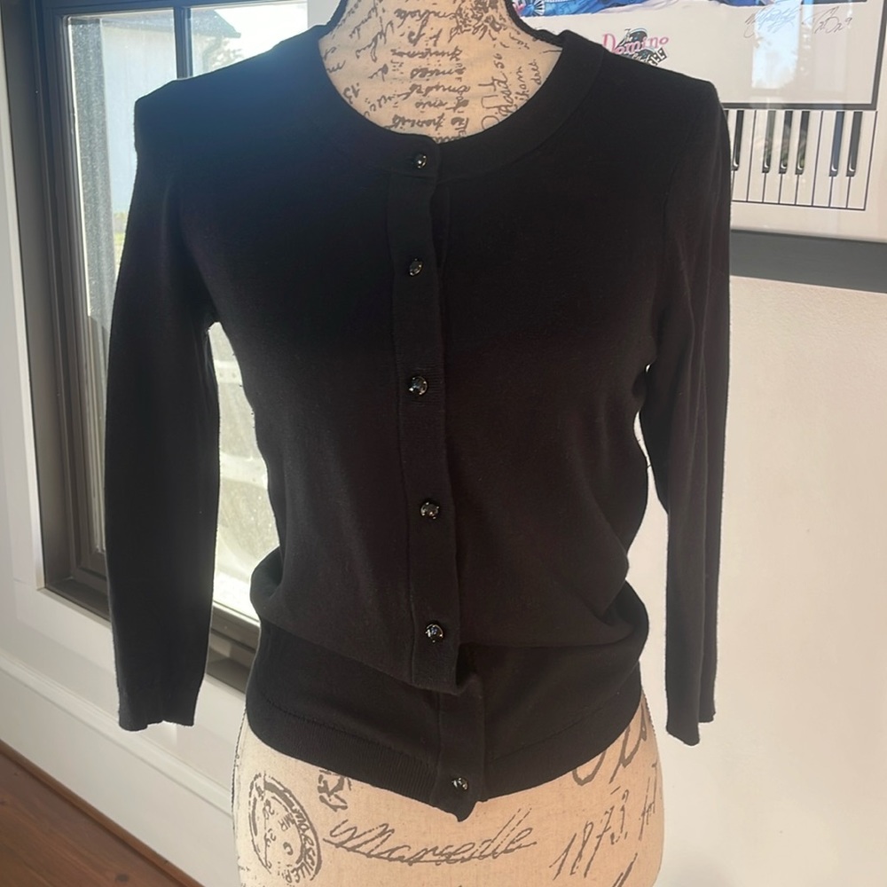 Kate Spade black 3/4 sleeve cardigan size small